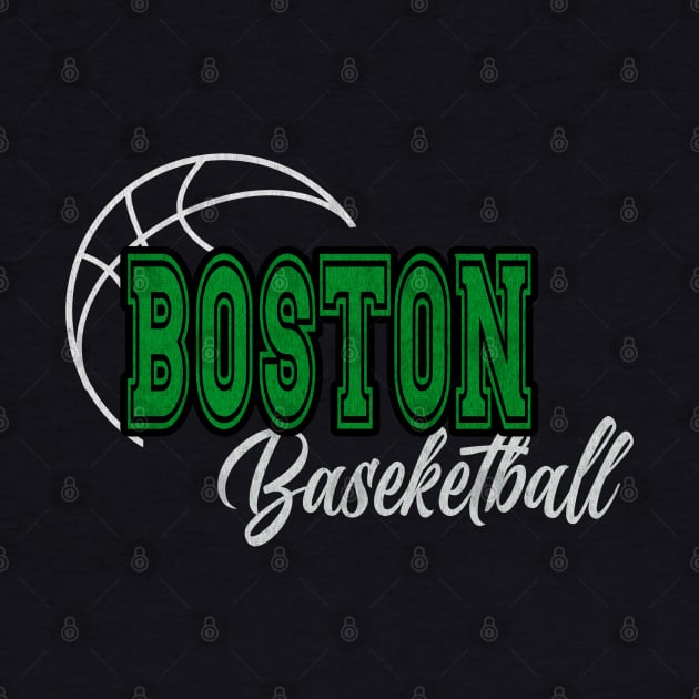 Classic Name Boston Vintage Styles Green Basketball by Irwin Bradtke